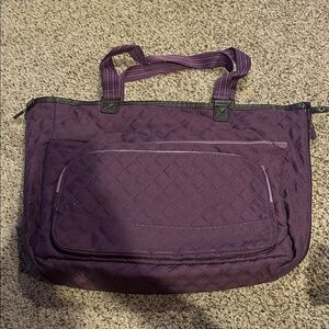 thirty-one Quilted Deep Purple Tote with Front Zip Pocket Reversible!!!